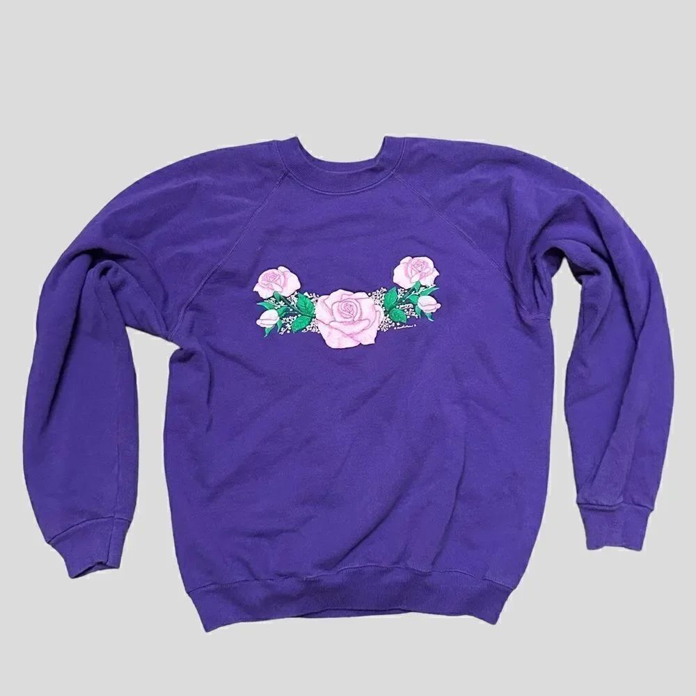 Vintage Purple Roses Crewneck Sweatshirt